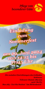 Mehr über den Artikel erfahren Einladung zum Sommerfest 2024 in Schönow