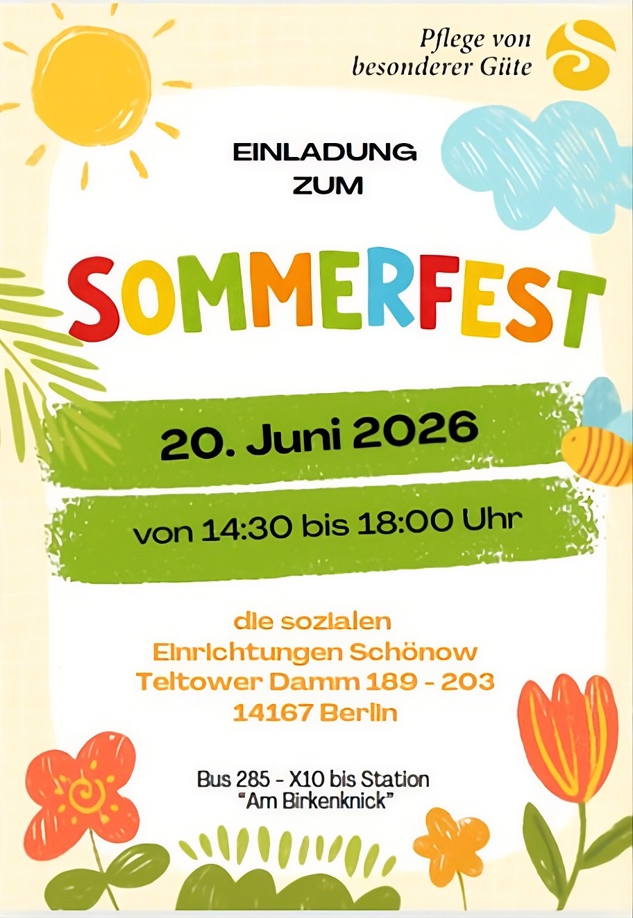 Du betrachtest gerade Einladung zum Sommerfest am 26.06.2026